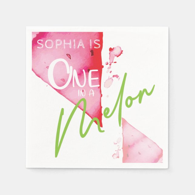 One In a Melon Birthday Napkin (Front)