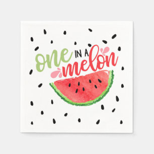 One In a Melon Birthday Napkin - Red
