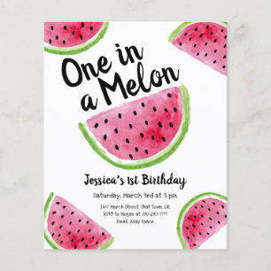 One in a Melon Birthday Party Budget Invitation