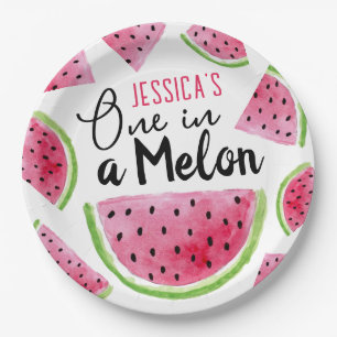 One in a Melon Birthday Party Paper Plate