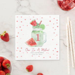 One In A Melon Birthday Party Watermelon Smoothie Napkin