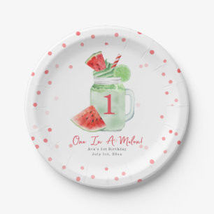 One In A Melon Birthday Party Watermelon Smoothie Paper Plate