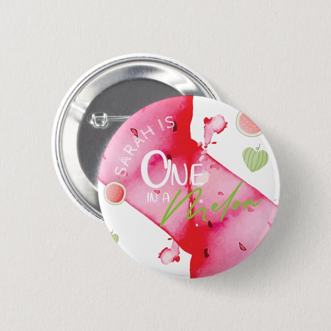 One In a Melon Birthday Personalised 6 Cm Round Badge (Front & Back)