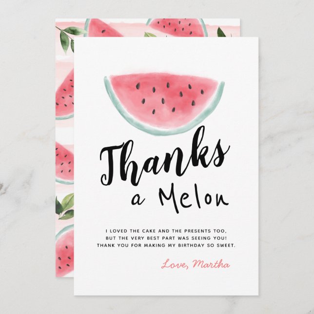 One in a Melon Birthday Thank You Card (Front/Back)