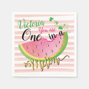 One in a Melon Birthday Watermelon paper napkins