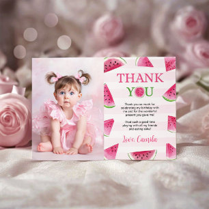 One In A Melon Birthday Watermelon Photo Thank You Card