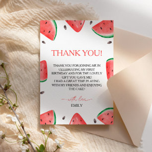 One In A Melon Birthday Watermelon Thank You Card