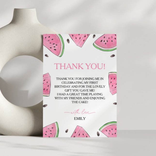 One In A Melon Birthday Watermelon Thank You Card (Creator Uploaded)