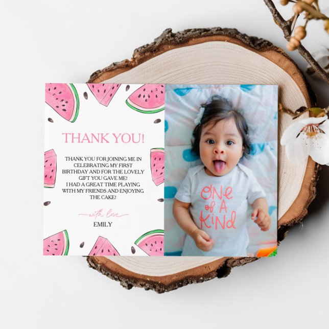 One In A Melon Birthday Watermelon Thank You Card (Creator Uploaded)