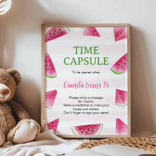 One In A Melon Birthday Watermelon Time Capsule Poster