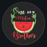 One In A Melon Brother Funny Birthday Matching Fam Classic Round Sticker<br><div class="desc">One In A Melon Brother Funny Birthday Matching Family Summer</div>