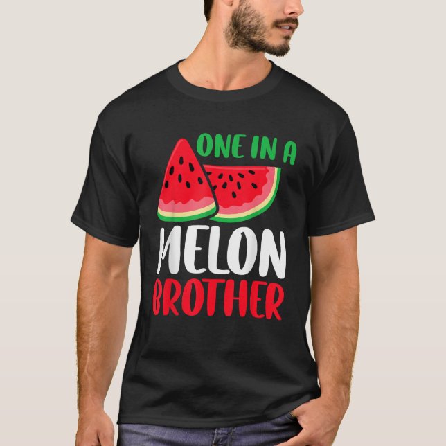One In A Melon Brother Funny Watermelon Family Mat T-Shirt (Front)