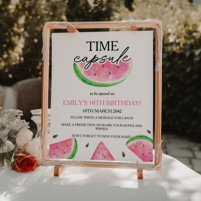 One In A Melon Capsule Watermelon Time Capsule Pedestal Sign (Creator Uploaded)