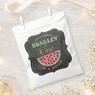 One In A Melon Chalkboard 1st Birthday Favour Bags