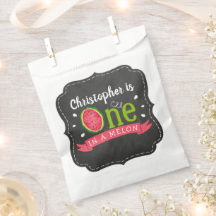 One In A Melon Chalkboard 1st Birthday Favour Bags