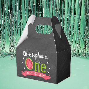 One In A Melon Chalkboard 1st Birthday Favour Box