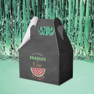 One In A Melon Chalkboard 1st Birthday Favour Box