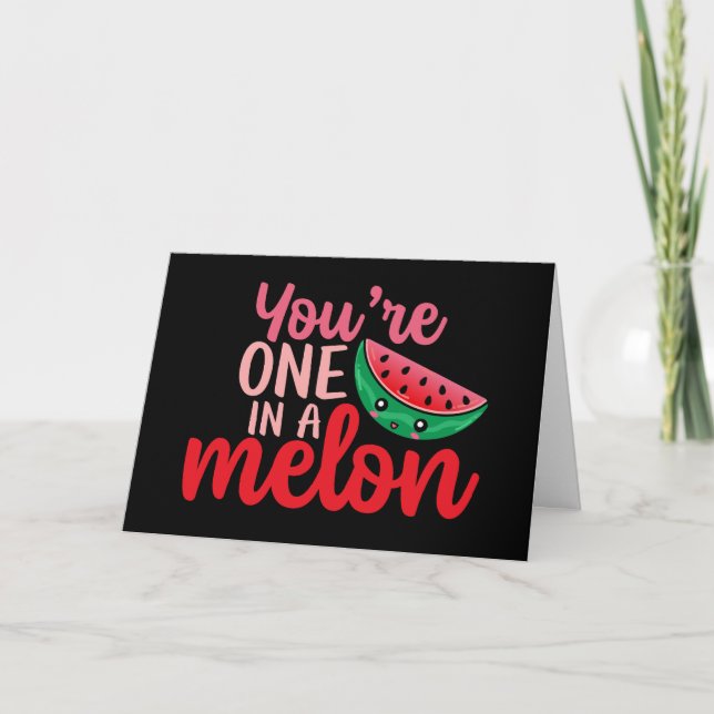 One In A Melon Cute Love Pun Funny Valentine's Day Holiday Card (Front)