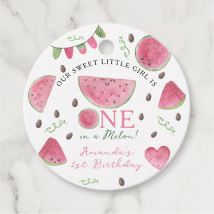One in a Melon Cute Watermelon Girl 1st Birthday Favour Tags