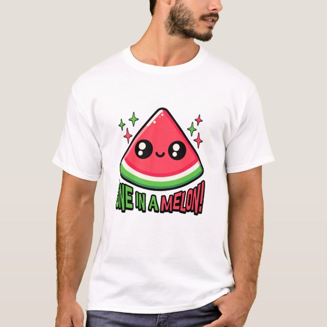 One In A Melon! Cute Watermelon Pun T-Shirt (Front)