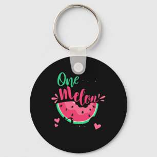 One In A Melon Dad Summer Birthday Party Matching  Key Ring