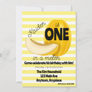 One in a Melon First 1st Birthday Party Invitation