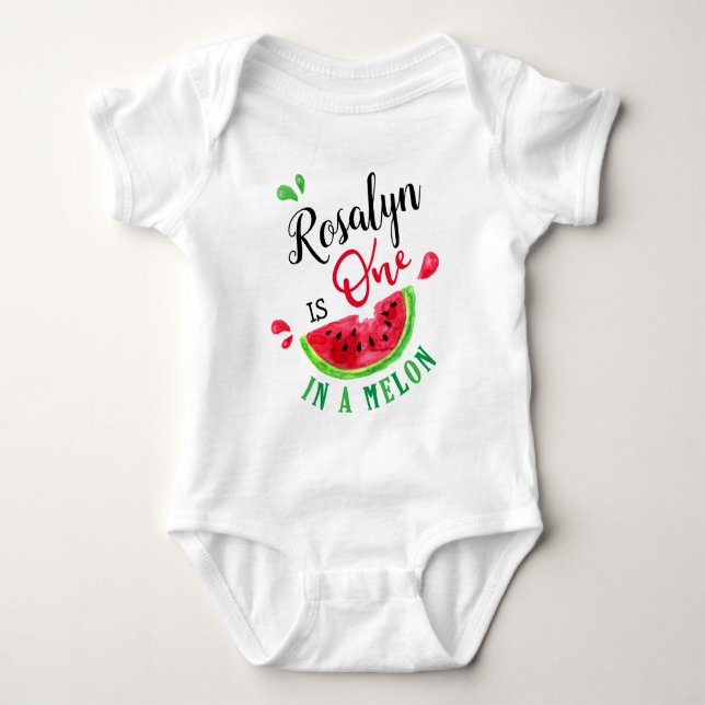 One In A Melon First Birthday Baby Bodysuit (Front)