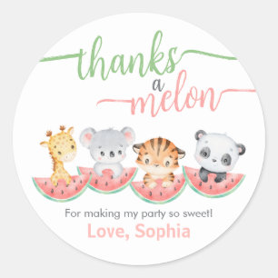 One In A Melon First Birthday, Baby Shower Classic Round Sticker