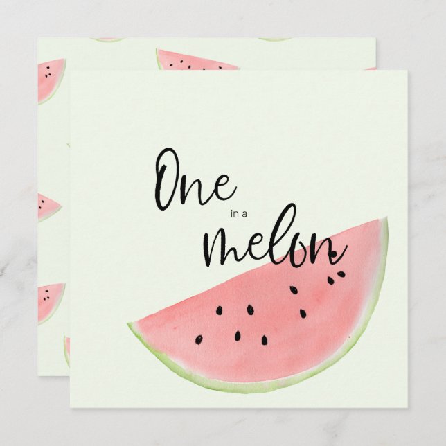 One in a Melon First Birthday Card for Boy or Girl (Front/Back)