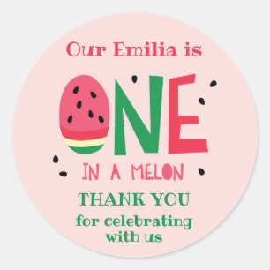 One in a Melon First Birthday Favour Sticker