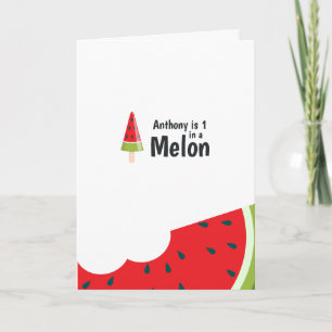 One in a Melon First Birthday Greeting Card