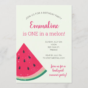 One In A Melon First Birthday Invitation