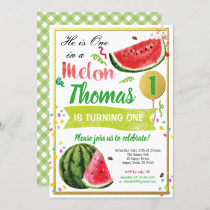 One in a melon first birthday invitation