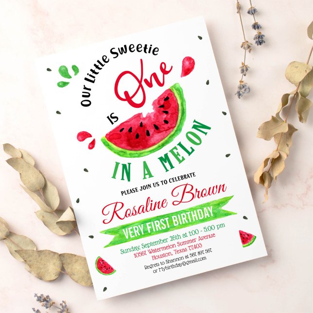 One in a melon First Birthday Invitation (Creator Uploaded)