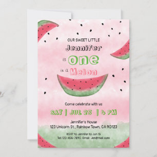 One in a melon first birthday invitations