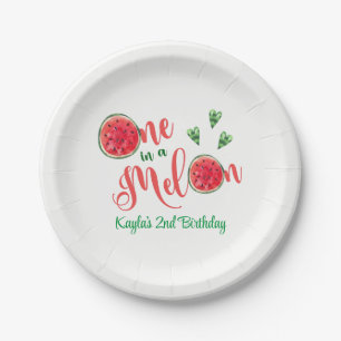 One in a Melon First Birthday Paper Plate