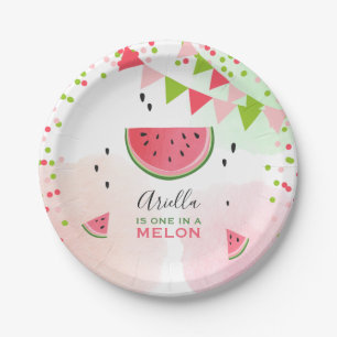 One in a melon First birthday Paper Plates summer