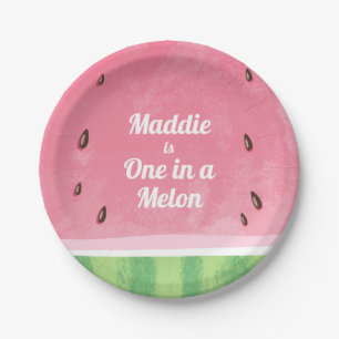 One in a melon First birthday Paper Plates summer