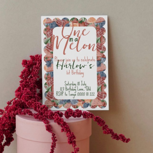 One in a Melon First Birthday - Summer vibes Invit Invitation (Creator Uploaded)