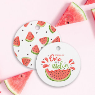 One in a Melon First Birthday Watermelon Favour Tags