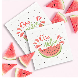 One in a Melon First Birthday Watermelon Napkin