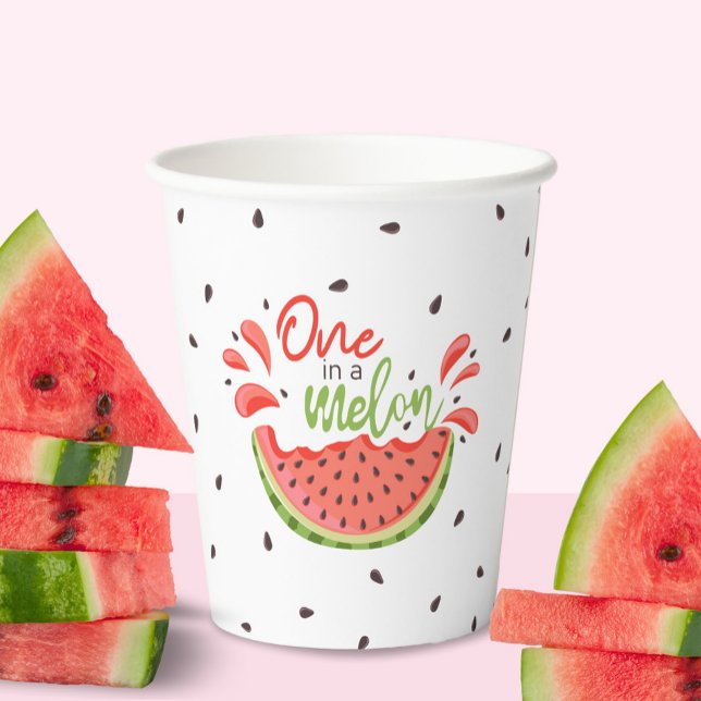 One in a Melon First Birthday Watermelon Paper Cups (Creator Uploaded)