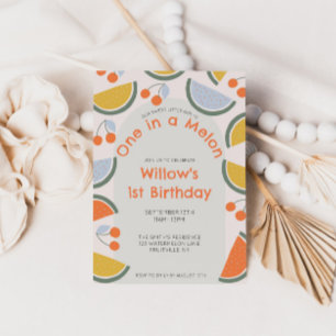 One in a Melon First Birthday Watermelon Summer  Invitation