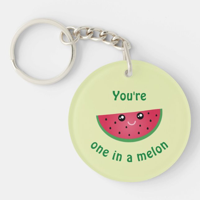 One In A Melon Funny Cute Kawaii Watermelon Key Ring (Front)
