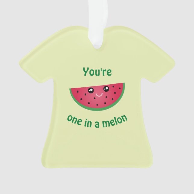 One In A Melon Funny Cute Kawaii Watermelon Ornament (Front)