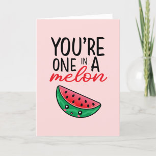 One In A Melon Funny Fruit Pun Valentine's Day Holiday Card