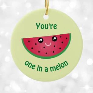 One In A Melon Funny Kawaii Watermelon Christmas Ceramic Tree Decoration