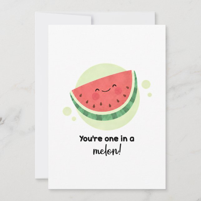 One in a Melon Funny Pun Teacher Appreciation Card (Front)