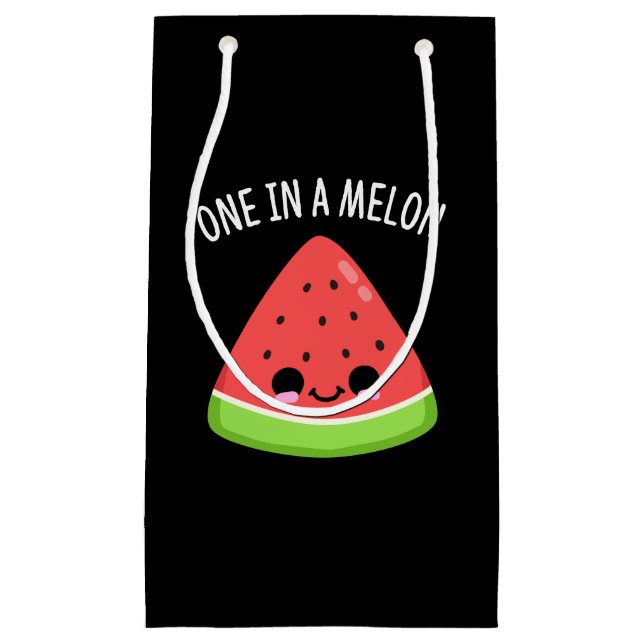 One In A Melon Funny Watermelon Pun Dark BG Small Gift Bag (Front)