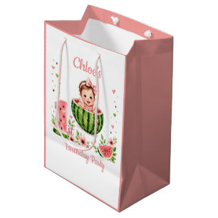 One in a Melon Girl 1st. Birthday Party Medium Gift Bag